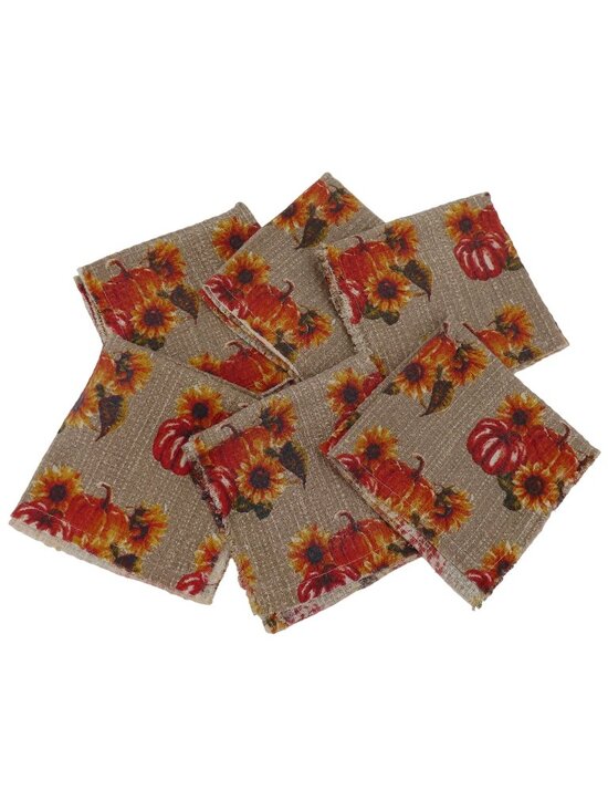 Rachel Ashwell Other - The Farmhouse Rachel Ashwell 6 Waffle Fabric Sunflower Pumpkin Fabric Napkins